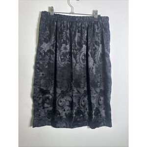 Vintage 80s 90s Floral Black Rosette Half Skirt Slip Black Size 12 Goth Grunge‎